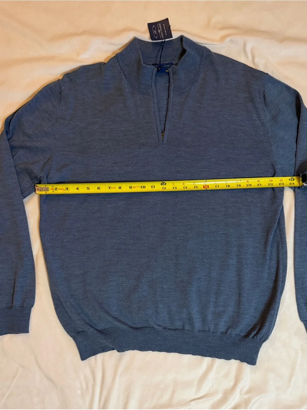 Joseph & Lyman Men’s XXL 100% Extra Fine Merino Wool Quarter Zip Sweater Italy N